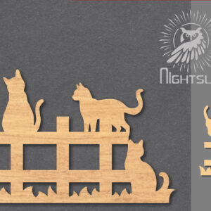 Intra απο ξύλο plywood 3mm-4mm πάχος - Οικογενειακή γάτα στο φράχτη Δίασταση 20x20 cm INTRAFABR-117328172