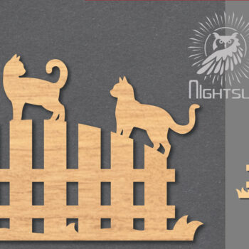 Intra απο ξύλο plywood 3mm-4mm πάχος - Οικογενειακή γάτα στο φράχτη Δίασταση 20x20 cm INTRAFABR-117328068 - Image 1