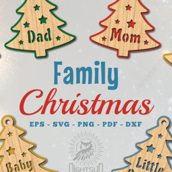 Intra απο ξύλο plywood 3mm-4mm πάχος - Οικογενειακό χριστουγεννιάτικο στολίδι με   Δίασταση 6x6 cm INTRAFABR-111649166 - Image 1