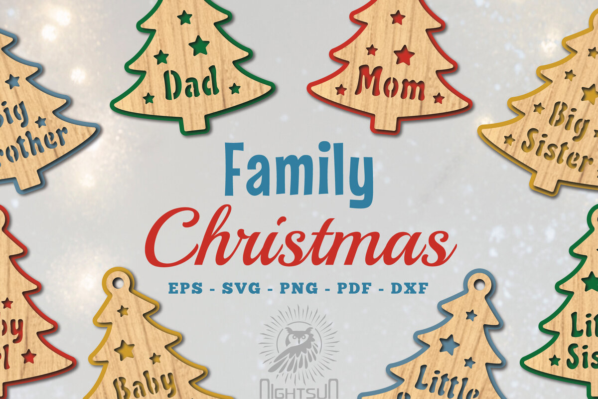 Intra απο ξύλο plywood 3mm-4mm πάχος - Οικογενειακό χριστουγεννιάτικο στολίδι με   Δίασταση 6x6 cm INTRAFABR-111649166