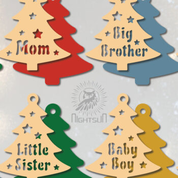 Intra απο ξύλο plywood 3mm-4mm πάχος - Οικογενειακό χριστουγεννιάτικο στολίδι με   Δίασταση 6x6 cm INTRAFABR-111649166 - Image 2