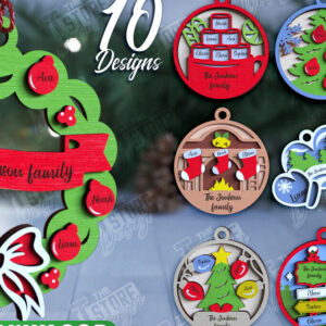 Intra απο ξύλο plywood 3mm-4mm πάχος - Οικογενειακό χριστουγεννιάτικο στολίδι | CNC Δίασταση 6x6 cm INTRAFABR-109881636