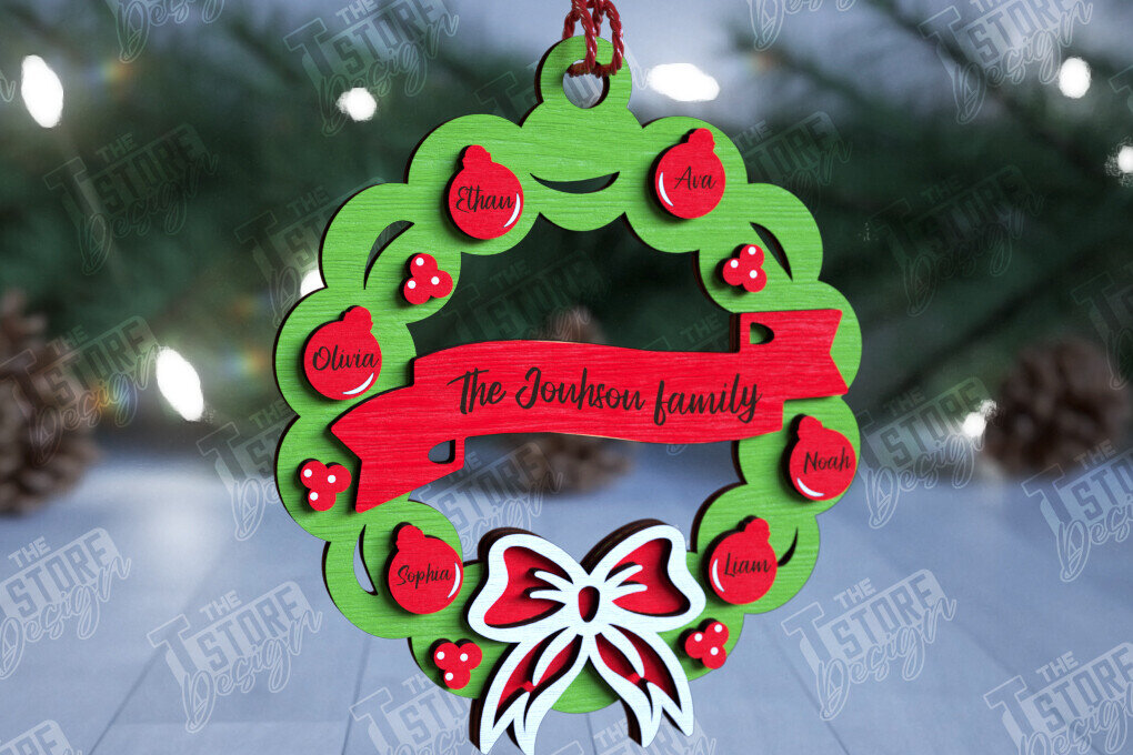 Intra απο ξύλο plywood 3mm-4mm πάχος - Οικογενειακό Χριστουγεννιάτικο Στολίδι | Ιδέα δώρου Δίασταση 6x6 cm INTRAFABR-109881243