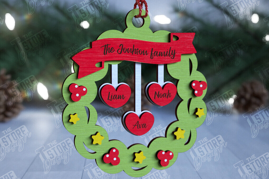 Intra απο ξύλο plywood 3mm-4mm πάχος - Οικογενειακό Χριστουγεννιάτικο Στολίδι | Ιδέα δώρου Δίασταση 6x6 cm INTRAFABR-109881253