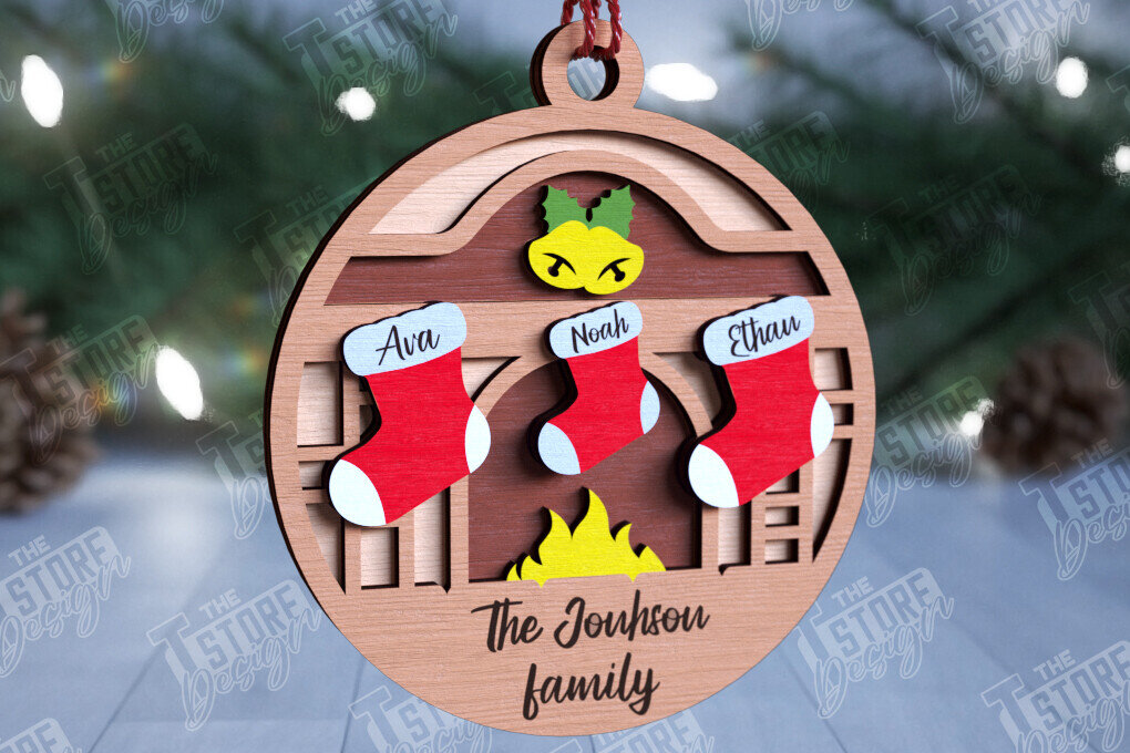 Intra απο ξύλο plywood 3mm-4mm πάχος - Οικογενειακό Χριστουγεννιάτικο Στολίδι | Ιδέα δώρου Δίασταση 6x6 cm INTRAFABR-109881262