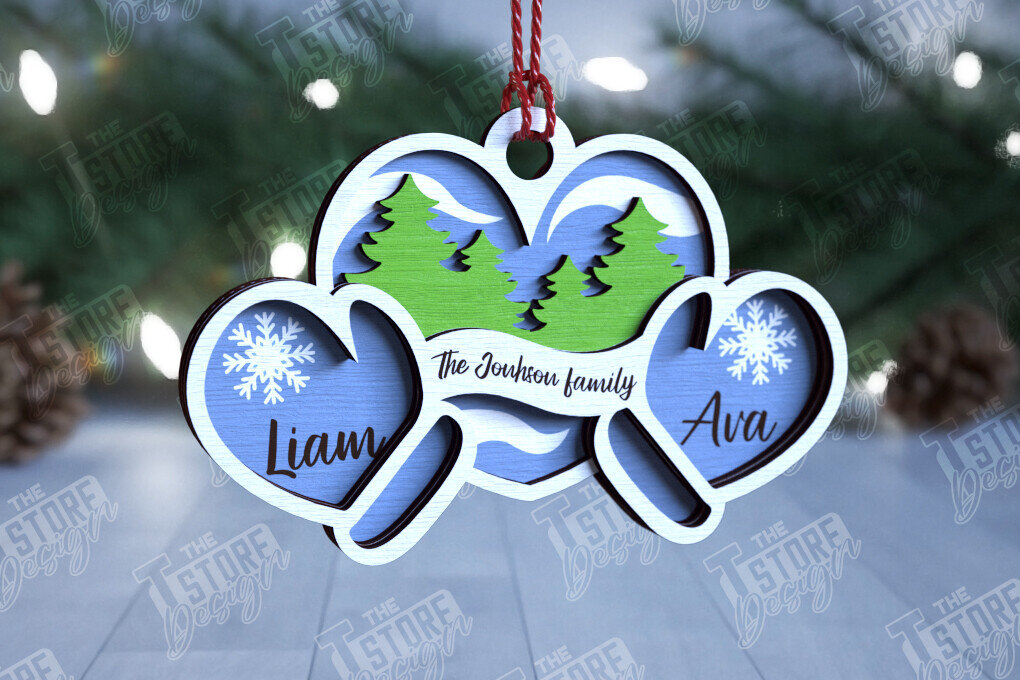 Intra απο ξύλο plywood 3mm-4mm πάχος - Οικογενειακό Χριστουγεννιάτικο Στολίδι | Ιδέα δώρου Δίασταση 6x6 cm INTRAFABR-109881277