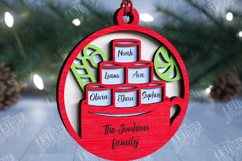 Intra απο ξύλο plywood 3mm-4mm πάχος - Οικογενειακό Χριστουγεννιάτικο Στολίδι | Ιδέα δώρου Δίασταση 6x6 cm INTRAFABR-109881227