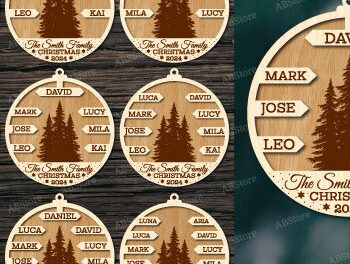 Intra απο ξύλο plywood 3mm-4mm πάχος - Οικογενειακό χριστουγεννιάτικο στολίδι με λέιζερ Δίασταση 6x6 cm INTRAFABR-108403051 - Image 1