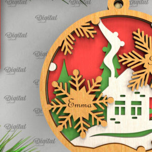 Intra απο ξύλο plywood 3mm-4mm πάχος - Οικογενειακό χριστουγεννιάτικο στολίδι με λέιζερ Δίασταση 6x6 cm INTRAFABR-104429358