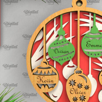 Intra απο ξύλο plywood 3mm-4mm πάχος - Οικογενειακό Χριστουγεννιάτικο Στολίδι LaserCut Δίασταση 6x6 cm INTRAFABR-104429054 - Image 1