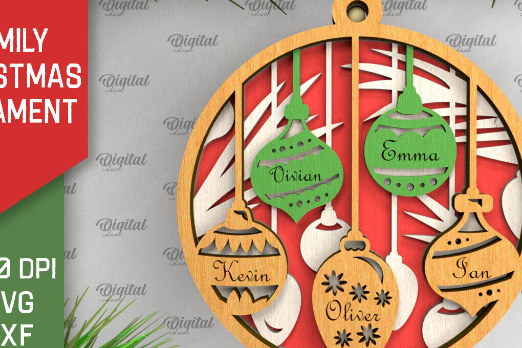 Intra απο ξύλο plywood 3mm-4mm πάχος - Οικογενειακό Χριστουγεννιάτικο Στολίδι LaserCut Δίασταση 6x6 cm INTRAFABR-104429054