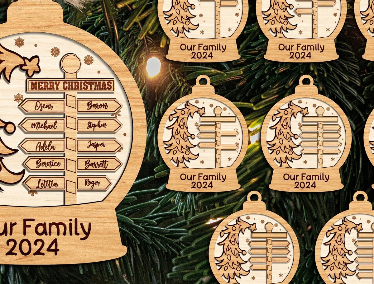 Intra απο ξύλο plywood 3mm-4mm πάχος - Οικογενειακό Χριστουγεννιάτικο Στολίδι  Δίασταση 6x6 cm INTRAFABR-111372633