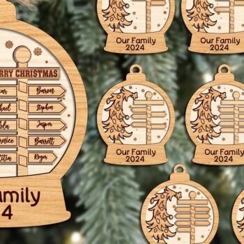 Intra απο ξύλο plywood 3mm-4mm πάχος - Οικογενειακό Χριστουγεννιάτικο Στολίδι  Δίασταση 6x6 cm INTRAFABR-111372633 - Image 2