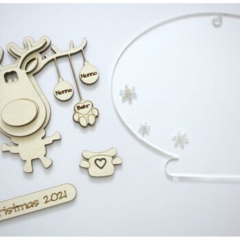 Intra απο ξύλο plywood 3mm-4mm πάχος - Οικογενειακό Χριστουγεννιάτικο Στολίδι  Laser Cut Δίασταση 6x6 cm INTRAFABR-84110149 - Image 5