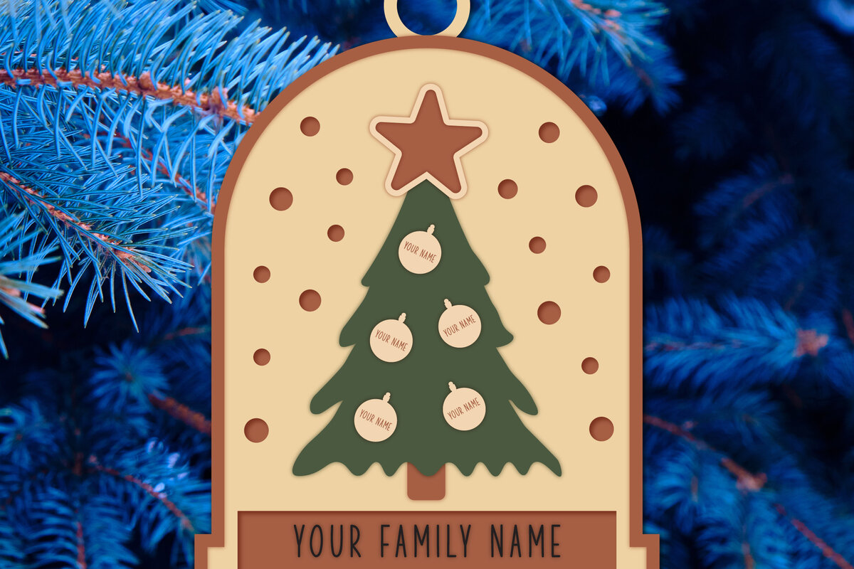 Intra απο ξύλο plywood 3mm-4mm πάχος -  Laser Οικογενειακό Χριστουγεννιάτικο Στολίδι  Δίασταση 6x6 cm INTRAFABR-52593020