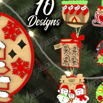 Intra απο ξύλο plywood 3mm-4mm πάχος - Οικογενειακό Πακέτο Χριστουγεννιάτικων Στολίδι | CNC Δίασταση 6x6 cm INTRAFABR-109034371 - Image 1