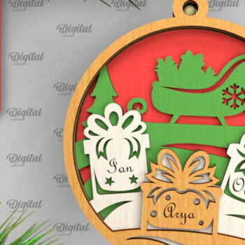 Intra απο ξύλο plywood 3mm-4mm πάχος - Οικογενειακά χριστουγεννιάτικα στολίδια λέιζερ Δίασταση 6x6 cm INTRAFABR-104435806 - Image 5