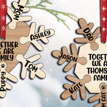 Intra απο ξύλο plywood 3mm-4mm πάχος - Στολίδι οικογενειακό χριστουγεννιάτικο δέντρο, νιφάδα χιονιού Δίασταση 6x6 cm INTRAFABR-109238612 - Image 1