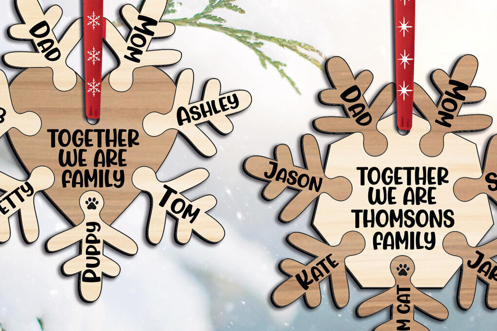 Intra απο ξύλο plywood 3mm-4mm πάχος - Στολίδι οικογενειακό χριστουγεννιάτικο δέντρο, νιφάδα χιονιού Δίασταση 6x6 cm INTRAFABR-109238612