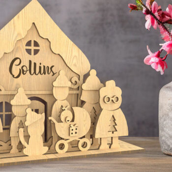 Intra απο ξύλο plywood 3mm-4mm πάχος - Δίσκος με επίπεδα οικογενειακών φιγούρων. Τρισδιάστατη  Δίασταση 30x20 cm INTRAFABR-81409845 - Image 1