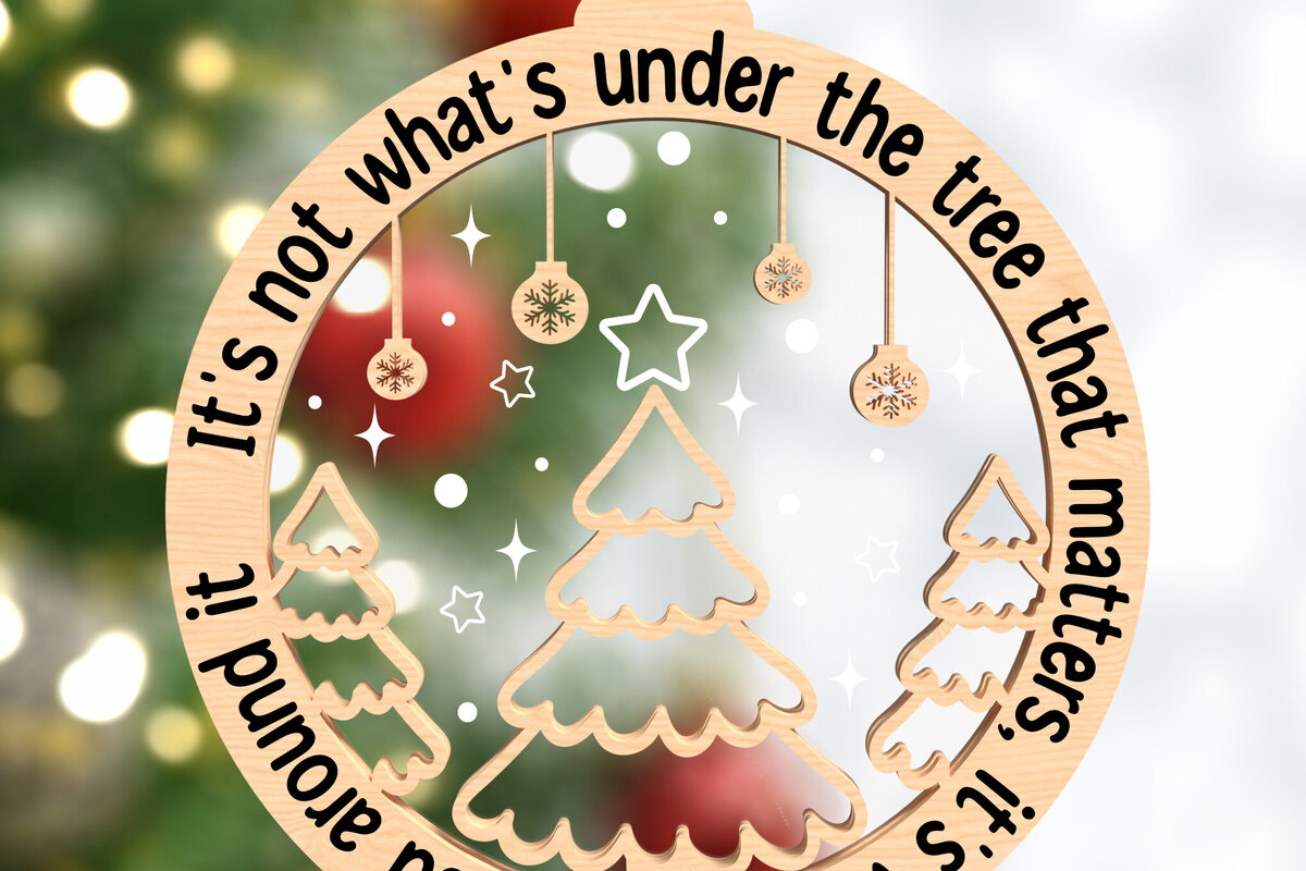 Intra απο ξύλο plywood 3mm-4mm πάχος - Οικογένεια συγκεντρώθηκε στολίδι Χριστουγεννιάτικου δέντρου Δίασταση 6x6 cm INTRAFABR-107375458