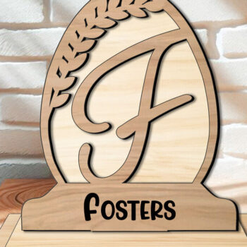 Intra απο ξύλο plywood 3mm-4mm πάχος - Οικογενειακό Δώρο Μονόγραμμα Γράμμα F Πασχαλινό  Δίασταση 15x15 cm INTRAFABR-119279850 - Image 3