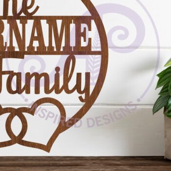 Intra απο ξύλο plywood 3mm-4mm πάχος - Family Hearts Suname Sign  Laser Cut Δίασταση 20x20 cm INTRAFABR-112592360 - Image 2