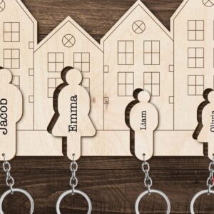 Intra απο ξύλο plywood 3mm-4mm πάχος -  με λέιζερ Family Holders Key Δίασταση 4x4 cm INTRAFABR-93317421