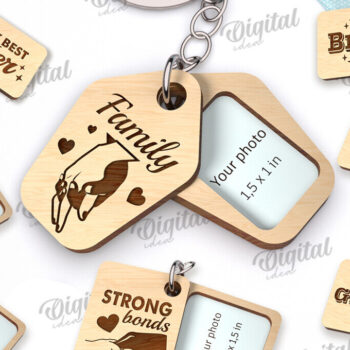 Intra απο ξύλο plywood 3mm-4mm πάχος - Πακέτο κοπής με λέιζερ οικογενειακών μπρελόκ Δίασταση 4x4 cm INTRAFABR-115223204 - Image 1