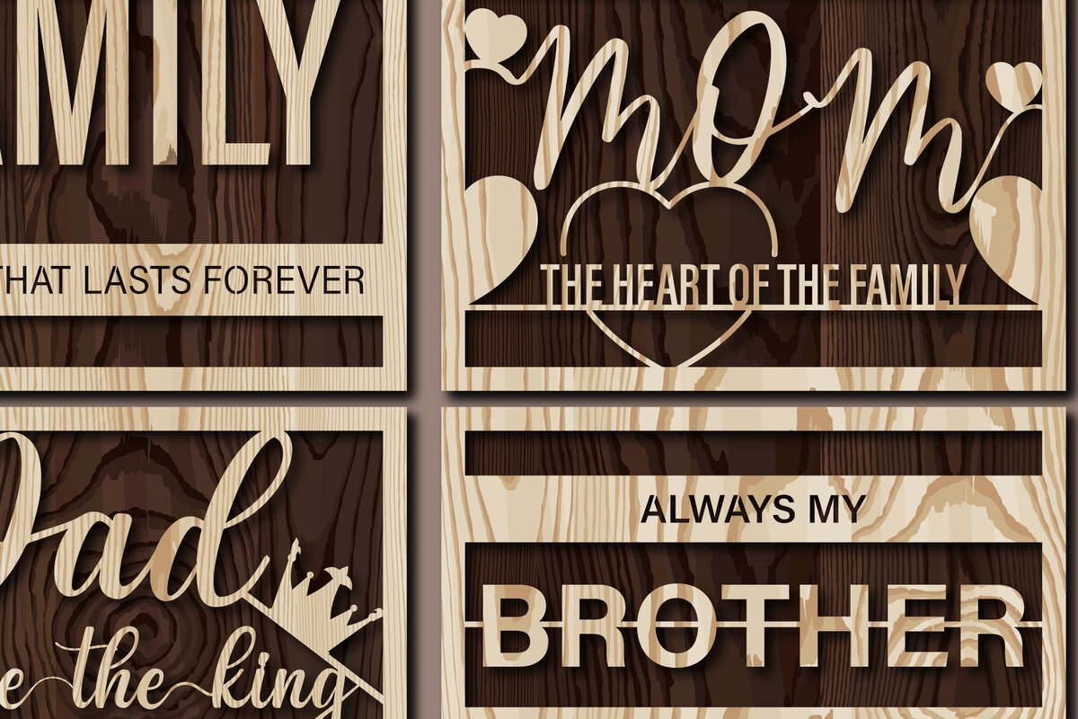 Intra απο ξύλο plywood 3mm-4mm πάχος - Η οικογένεια, η μαμά, ο μπαμπάς και ο αδελφός υπογράφουν  Δίασταση 30x20 cm INTRAFABR-25254942