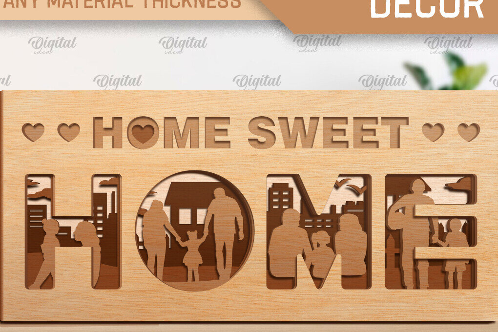 Intra απο ξύλο plywood 3mm-4mm πάχος - Οικογενειακή πολυστρωματική διακόσμηση με λέιζερ Δίασταση 30x20 cm INTRAFABR-92230789