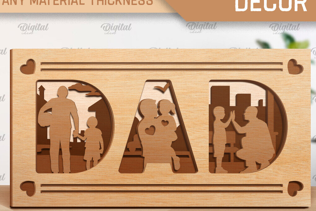 Intra απο ξύλο plywood 3mm-4mm πάχος - Οικογενειακή πολυστρωματική διακόσμηση με λέιζερ Δίασταση 30x20 cm INTRAFABR-92230830