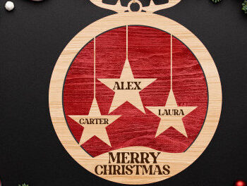 Intra απο ξύλο plywood 3mm-4mm πάχος - Οικογενειακό Χριστουγεννιάτικο στολίδι  Δίασταση 6x6 cm INTRAFABR-80643180 - Image 3