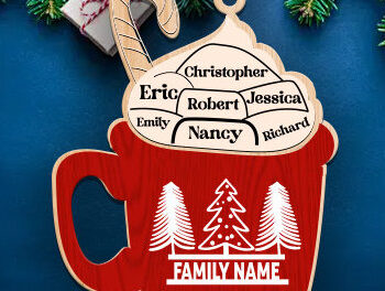 Intra απο ξύλο plywood 3mm-4mm πάχος - Οικογενειακό Στολίδι Hot Cocoa Laser Δίασταση 6x6 cm INTRAFABR-84618619 - Image 1