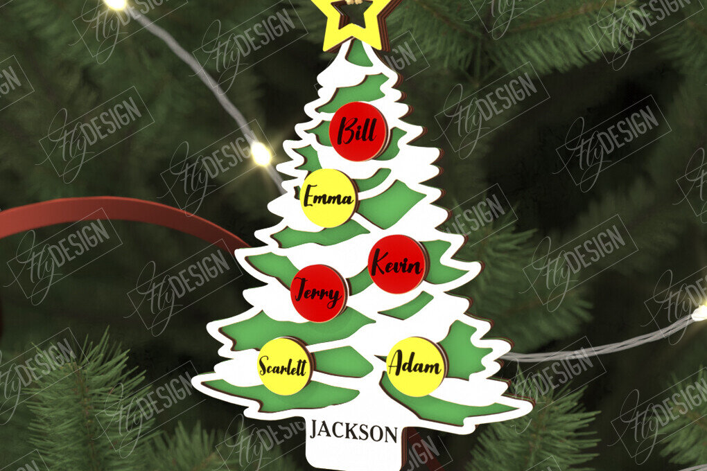 Intra απο ξύλο plywood 3mm-4mm πάχος - Οικογενειακό Στολίδι | Παιχνίδι Χριστουγεννιάτικου Δέντρου Δίασταση 6x6 cm INTRAFABR-109034803