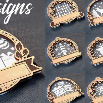 Intra απο ξύλο plywood 3mm-4mm πάχος - Οικογενειακά στολίδια κοπής με λέιζερ  | Χριστούγεννα Δίασταση 6x6 cm INTRAFABR-75543844 - Image 1