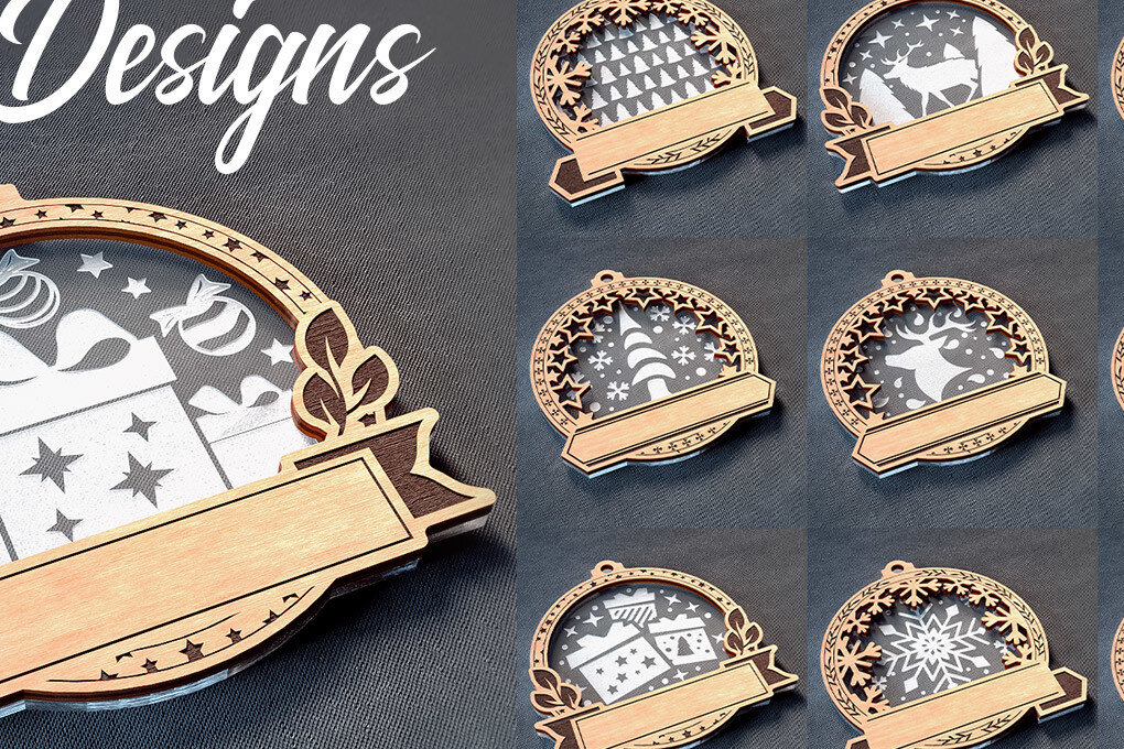 Intra απο ξύλο plywood 3mm-4mm πάχος - Οικογενειακά στολίδια κοπής με λέιζερ  | Χριστούγεννα Δίασταση 6x6 cm INTRAFABR-75543844