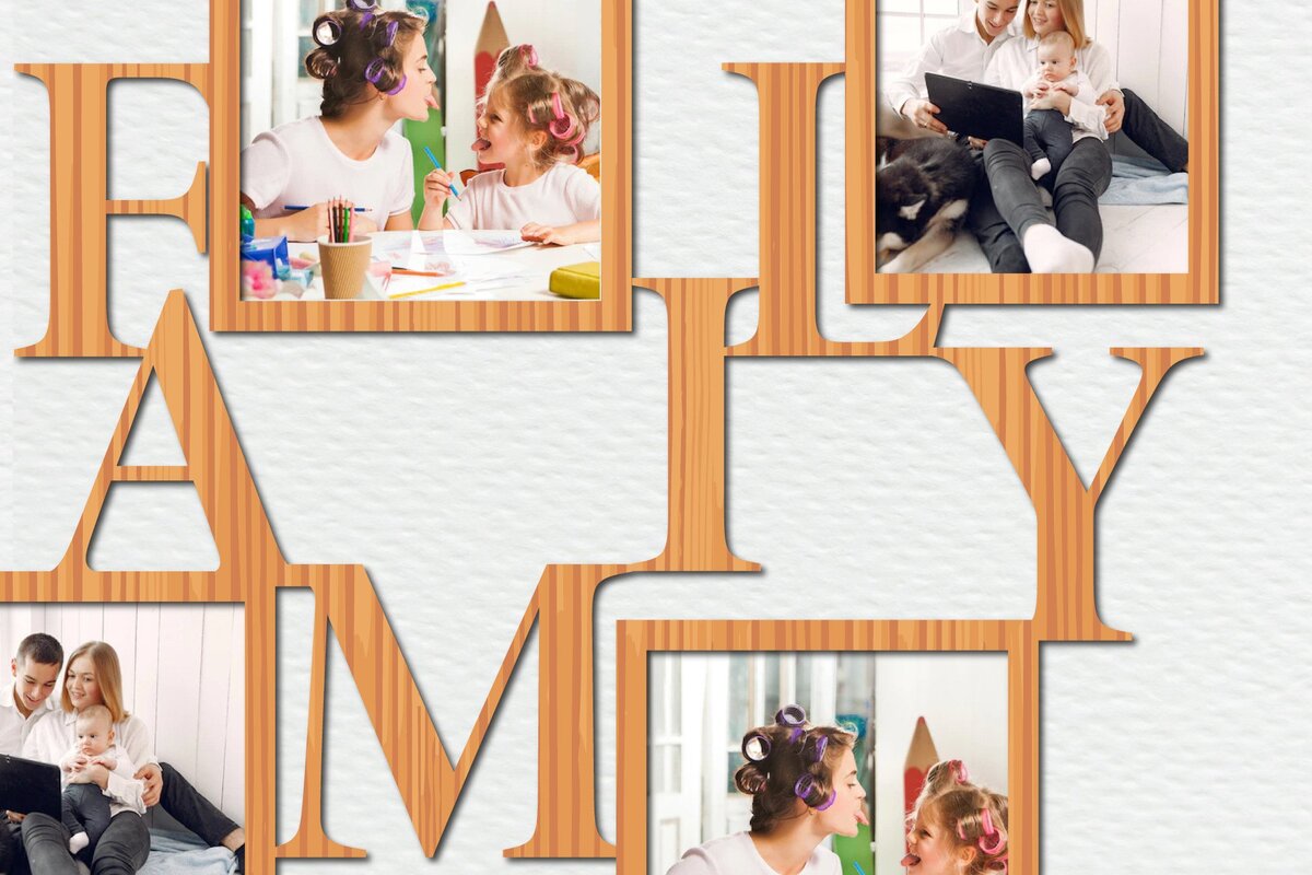 Intra απο ξύλο plywood 3mm-4mm πάχος - Οικογενειακή κορνίζα ,   Δίασταση 20x25 cm INTRAFABR-25164003