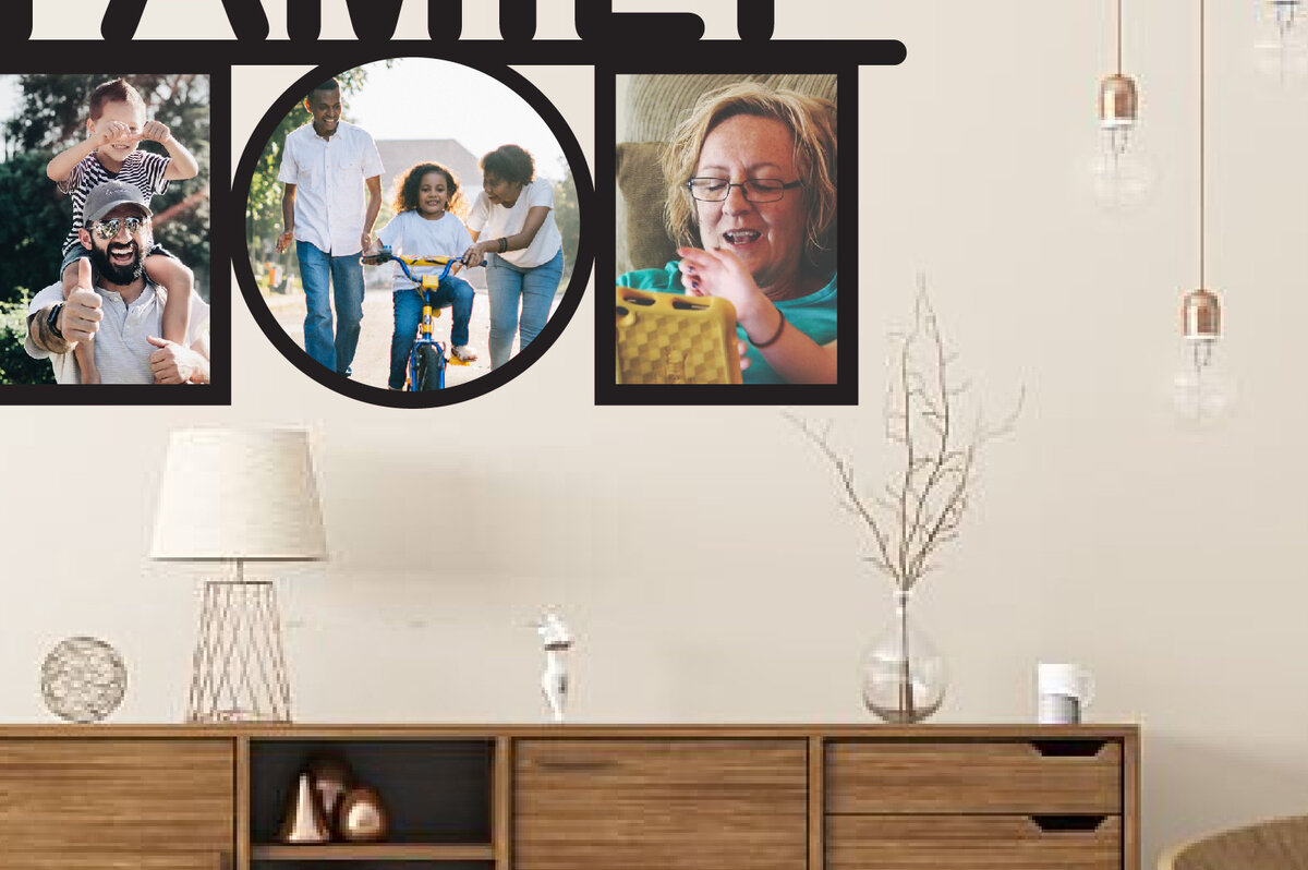 Intra απο ξύλο plywood 3mm-4mm πάχος - Οικογενειακή κορνίζα με σετ 3 φωτογραφιών Δίασταση 20x25 cm INTRAFABR-28229602