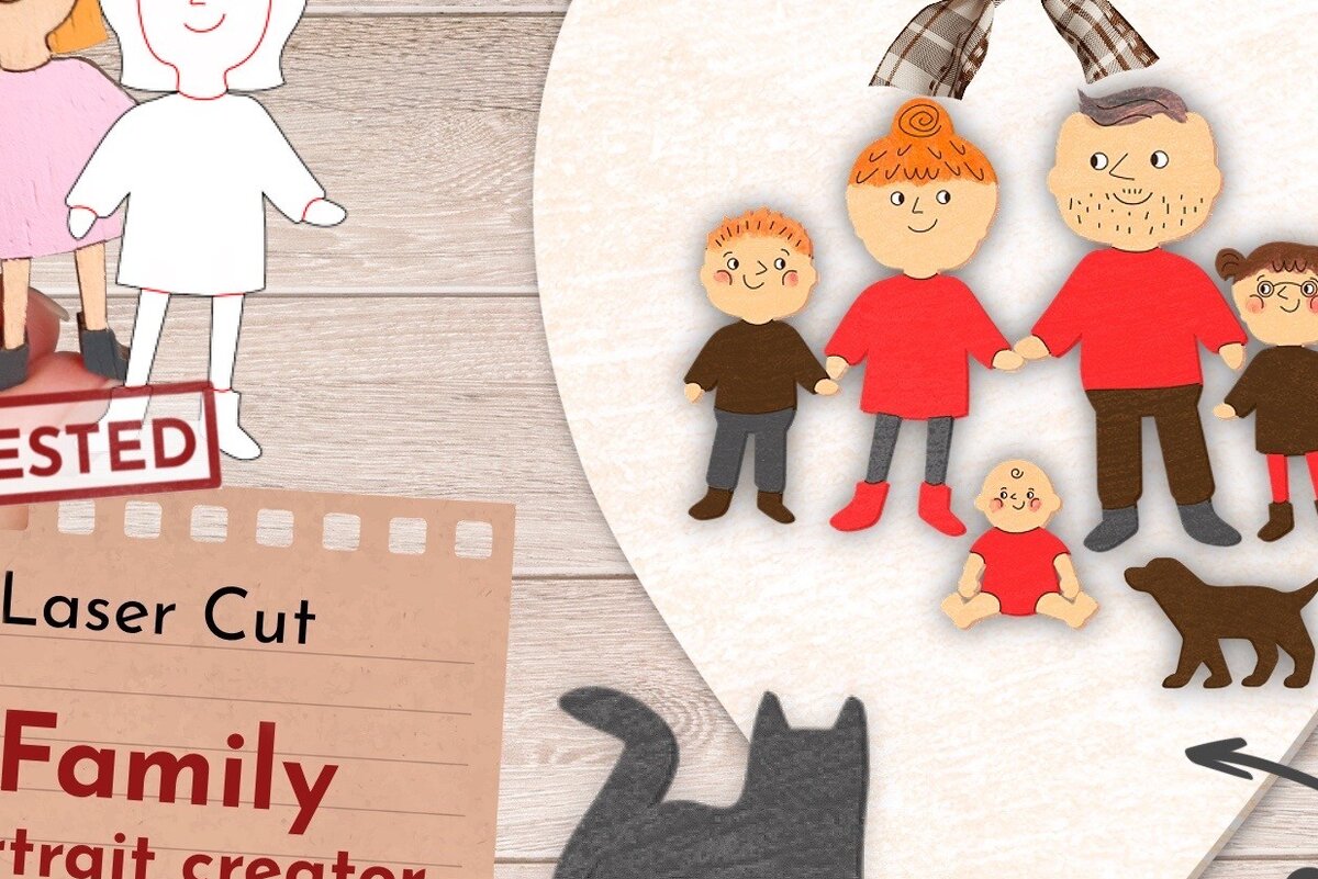 Intra απο ξύλο plywood 3mm-4mm πάχος -  αποκοπής με λέιζερ Family Portrait Creator Δίασταση 30x20 cm INTRAFABR-46923995