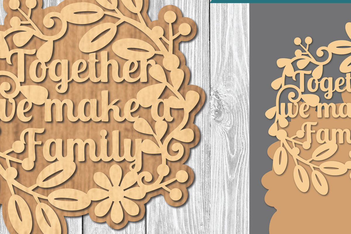 Intra απο ξύλο plywood 3mm-4mm πάχος - Οικογενειακά αποσπάσματα Σήμα κοπής λέιζερ  4 Δίασταση 20x20 cm INTRAFABR-106686150