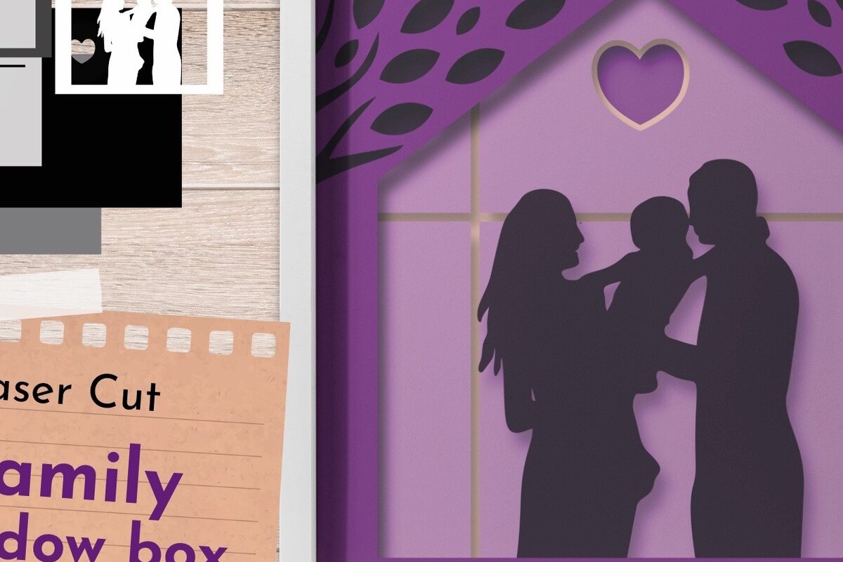 Intra απο ξύλο plywood 3mm-4mm πάχος - Family Shadow Box, Love Light Box  Δίασταση 9x9 cm INTRAFABR-59127600