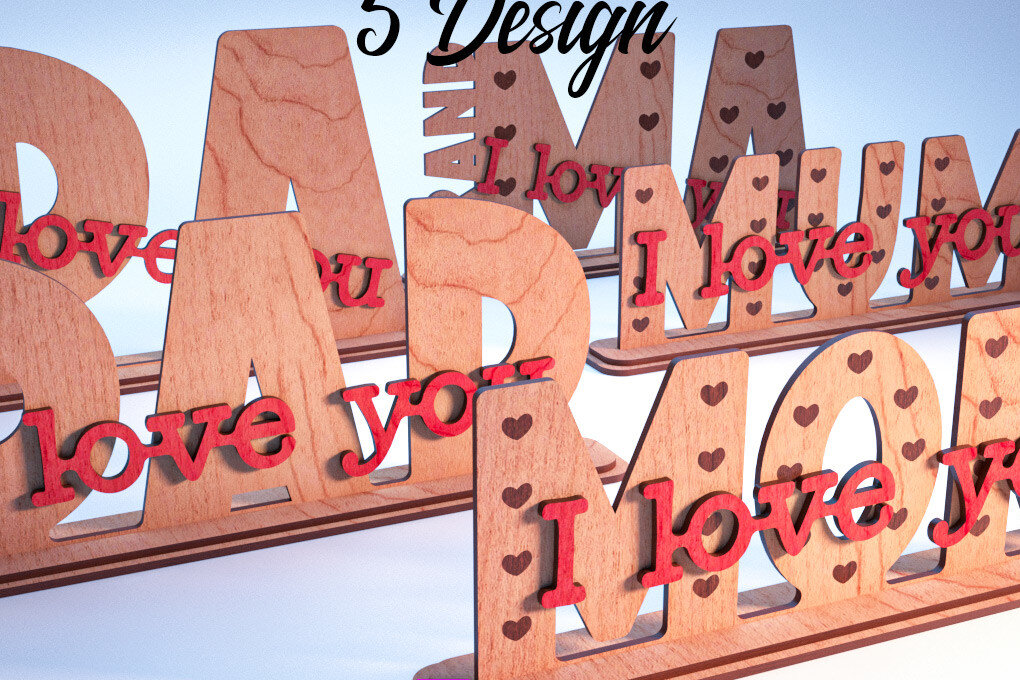 Intra απο ξύλο plywood 3mm-4mm πάχος - Family Stand Laser Cut  |Family Stand Δίασταση 30x20 cm INTRAFABR-62979710