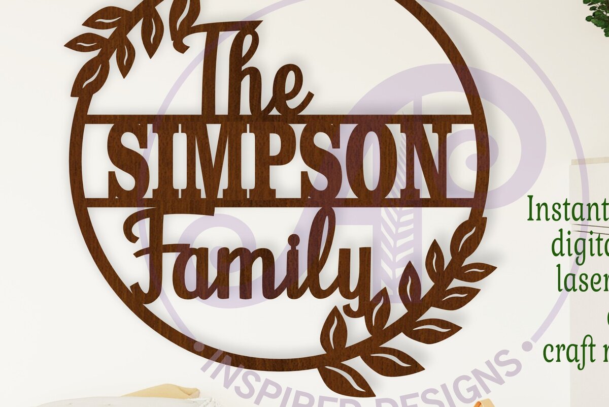 Intra απο ξύλο plywood 3mm-4mm πάχος - Οικογενειακό Suname Στεφάνι  Laser Cut Δίασταση 30x20 cm INTRAFABR-111250576