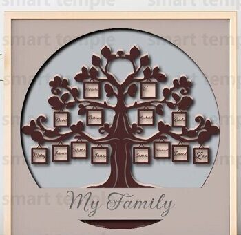 Intra απο ξύλο plywood 3mm-4mm πάχος - Family Tree 3d Shadowbox, Family Tree Δίασταση 30x20 cm INTRAFABR-81179874 - Image 1
