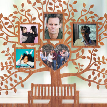 Intra απο ξύλο plywood 3mm-4mm πάχος - Οικογενειακό Δέντρο 5 Κορνίζες Ξύλινη κοπή Δίασταση 20x25 cm INTRAFABR-25729442 - Image 2