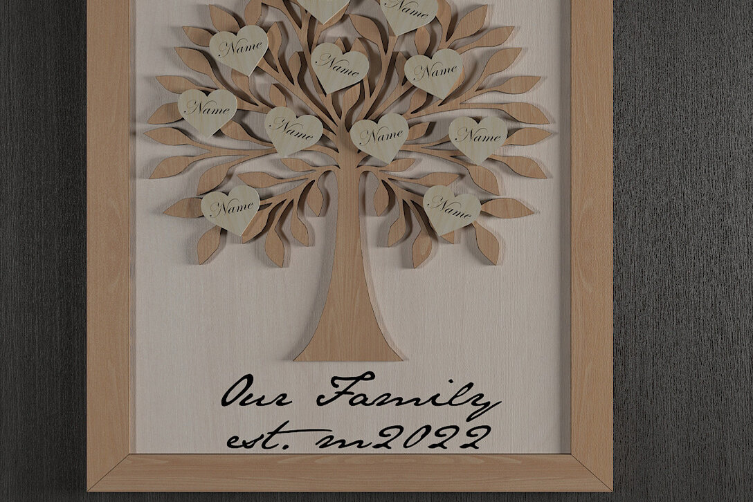 Intra απο ξύλο plywood 3mm-4mm πάχος - Οικογενειακό δέντρο και πλαίσιο / Οικογενειακό σημάδι 309 Δίασταση 30x20 cm INTRAFABR-52679846