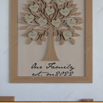 Intra απο ξύλο plywood 3mm-4mm πάχος - Οικογενειακό δέντρο και κορνίζα / Διακόσμηση σπιτιού Δίασταση 20x25 cm INTRAFABR-92300256 - Image 1