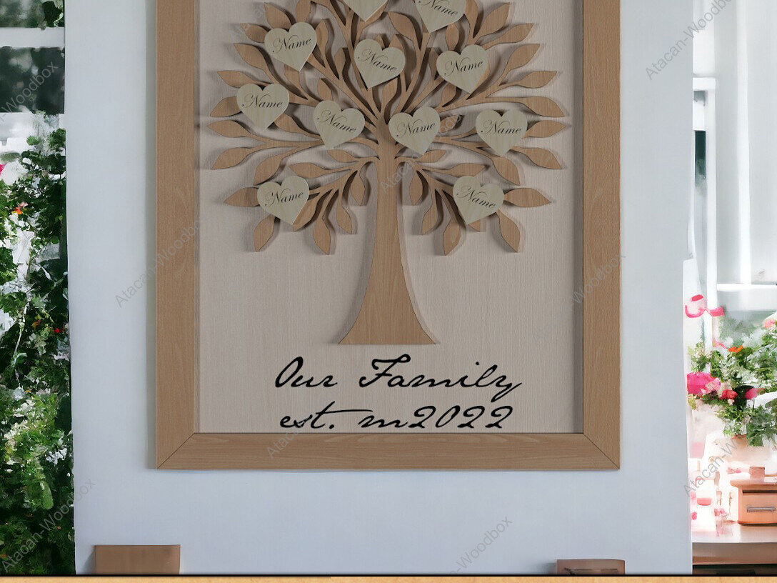 Intra απο ξύλο plywood 3mm-4mm πάχος - Οικογενειακό δέντρο και κορνίζα / Διακόσμηση σπιτιού Δίασταση 20x25 cm INTRAFABR-92300256