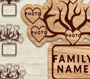 Intra απο ξύλο plywood 3mm-4mm πάχος - Οικογενειακό Δέντρο Laser Cut  Δίασταση 20x20 cm INTRAFABR-35351455